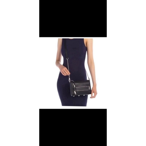 Rebecca Minkoff Handbags - Rebecca Minkoff Mini Zip Black Patent Leather Silver Chain Crossbody Bag Purse